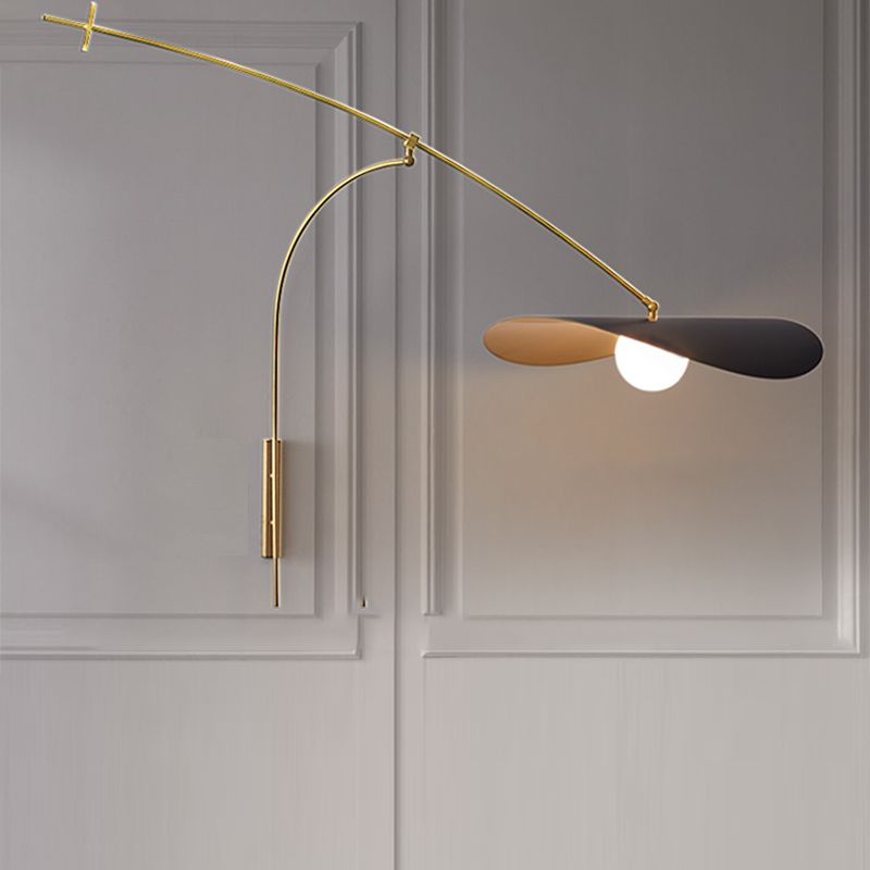 Wall Lamp Arc Metal Glass Black Gold Bedroom Living Room Ambient Lighting Modern Industrial Design | Sansoti