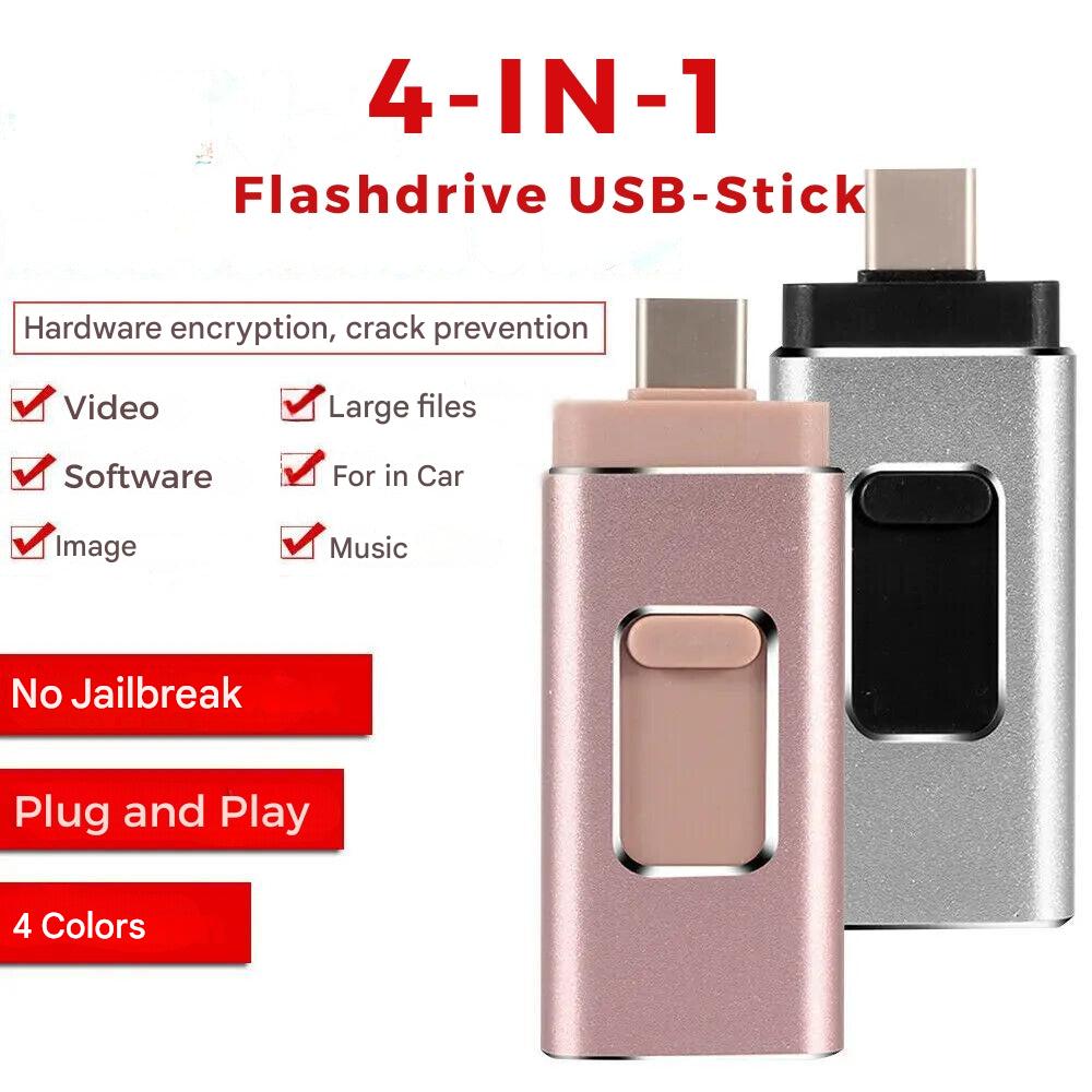 4-in-1 Universal USB Flash Drive 16GB-1TB Metal Lightning USB-C Micro-USB Compatible with Android iOS Windows macOS | Sansoti
