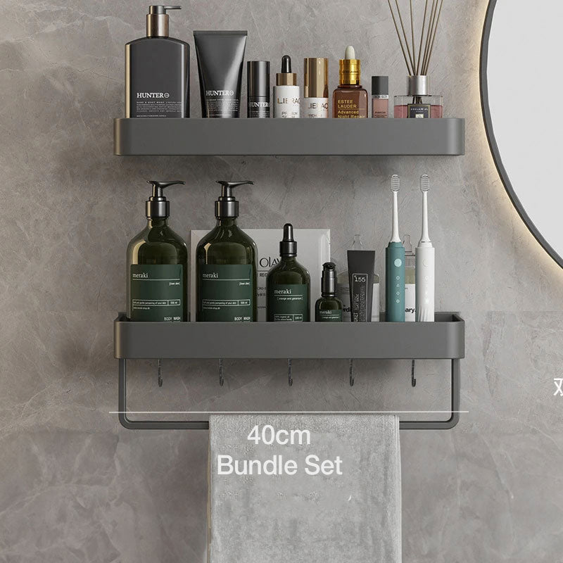 Wandrek Badkamer Metaal 30cm Grijs Wandplank Douche Shampoo Rek Opbergplank Muurrek Badkamer Accessoires Organizer | Sansoti