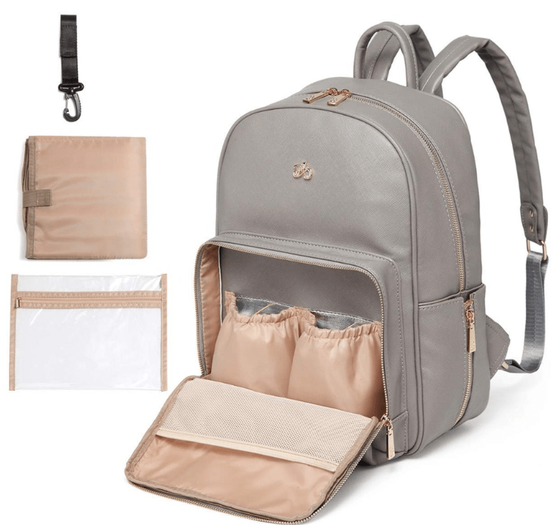 PU Leather Waterproof Diaper Bag Backpack with Changing Mat, Hooks, Organizer for Parents, Baby Travel, Storage, and Care | Sansoti