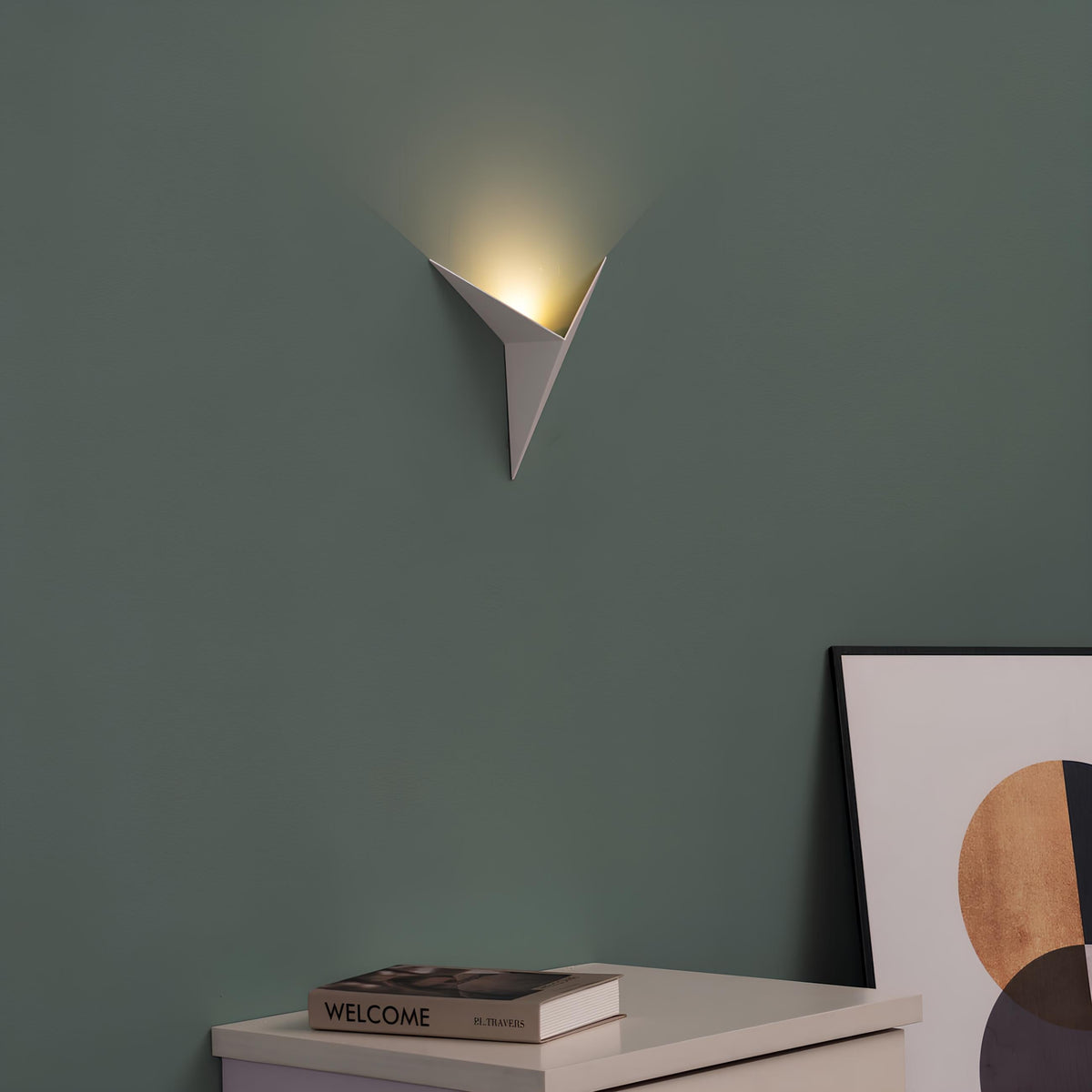 Geometric Wall Lamp Triangle LED Dimmable Nordic Design Black White Gold Lighting Living Room Bedroom | Sansoti