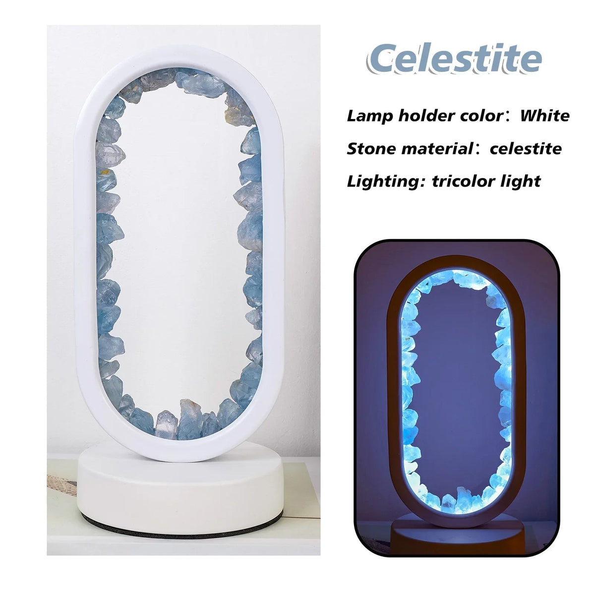 Table Lamp Amethyst Handmade Natural Crystal LED E14 Purple Pink Atmosphere Bedroom Meditation Yoga Relaxing Decoration Inner Peace | Sansoti