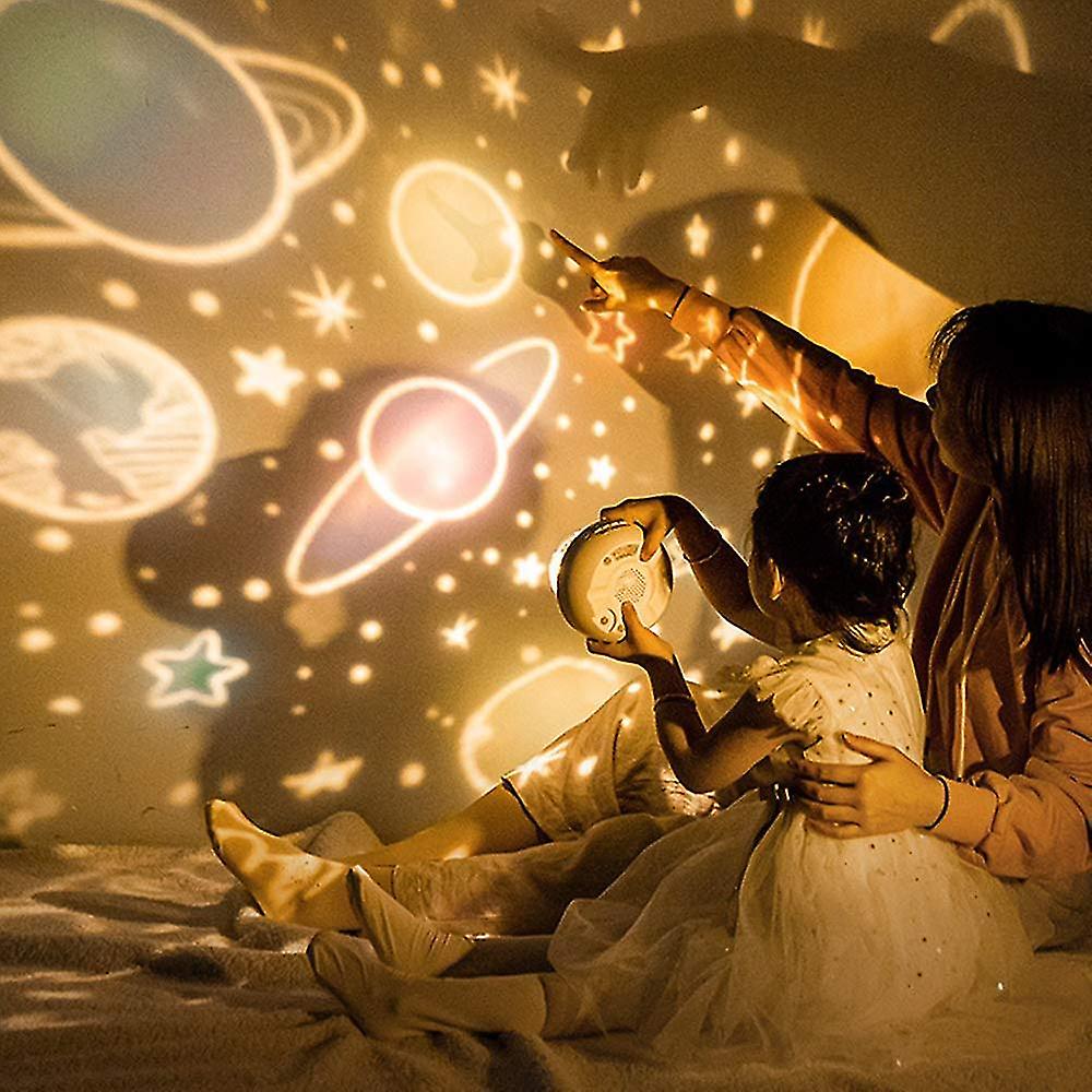 Star Projector with Music & Remote Control Night Light for Children's Room USB Rechargeable Ambient Lighting | Sansoti