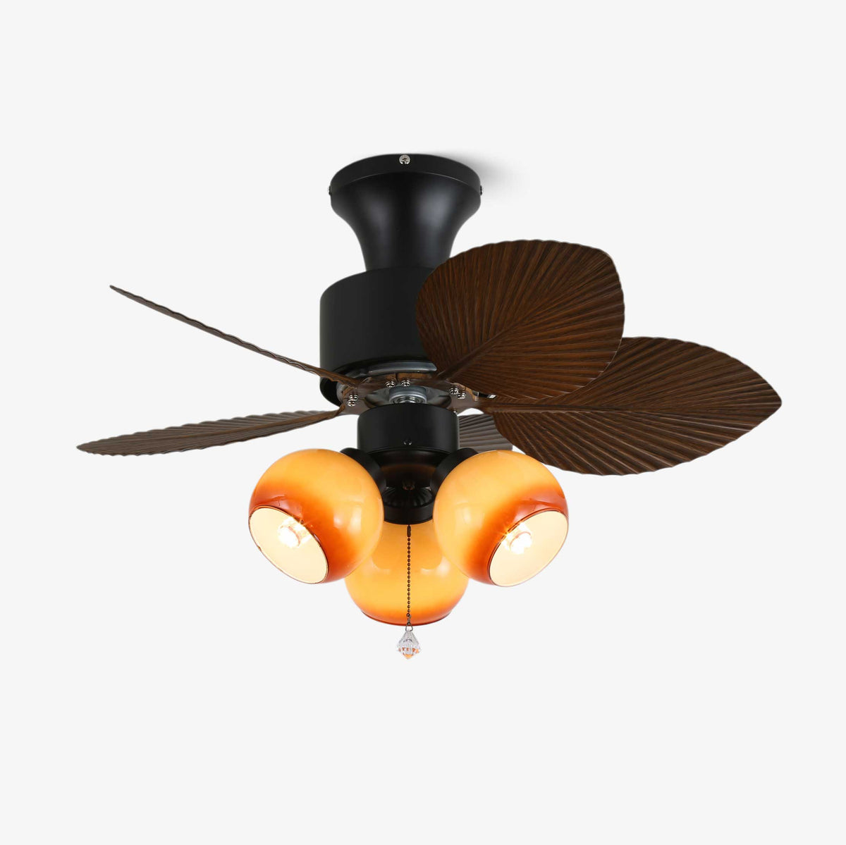 Deckenventilator mit Beleuchtung Vintage Holzoptik – Maße Ø80×30 cm Skandinavisches Design für Wohnzimmer Schlafzimmer Natürliches Interieur | Sansoti