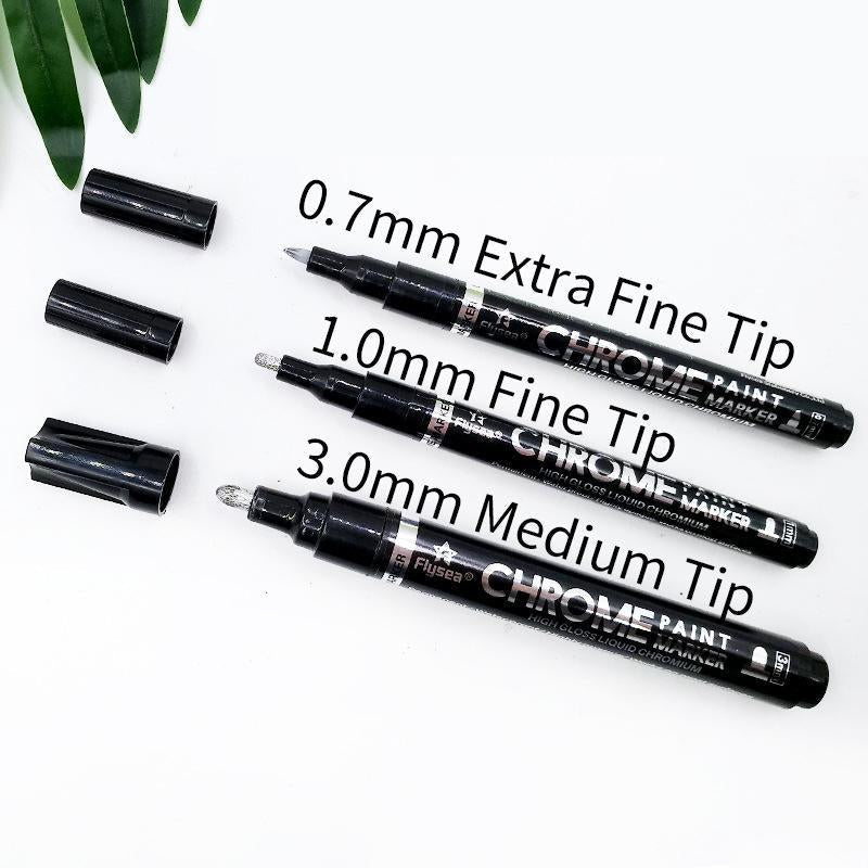 Reflecterende Stift Spiegeleffect 0.7-3.0mm Chroom Inkt Alcohol Basis Diverse Materialen UV-Bestendig | Sansoti