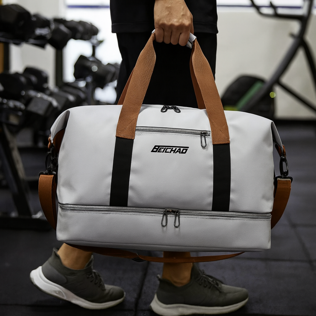 Torba sportowa z przegrodą na buty i oddzielną komorą mokrą-suchą 46x25x28cm Tkanina Oxford Mocowanie do walizki Siłownia Fitness | Sansoti