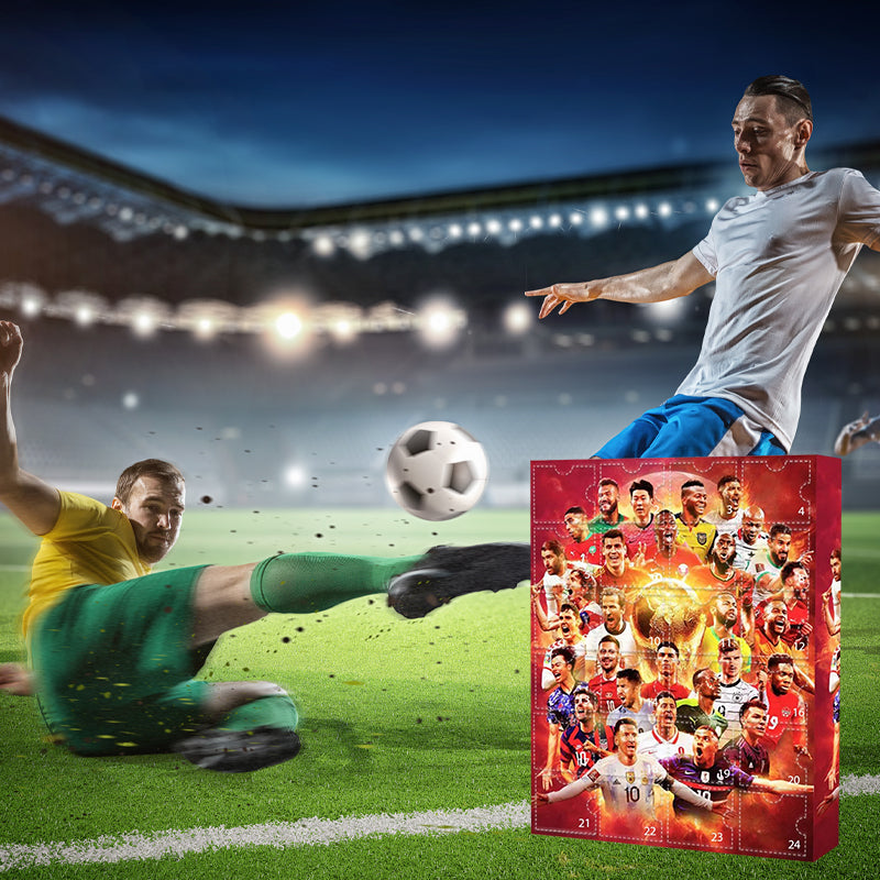 Calendario de Adviento de fútbol con 24 figuras de jugadores en miniatura, conjunto sorpresa de cuenta atrás para Navidad, juguete de regalo para niños | Sansoti