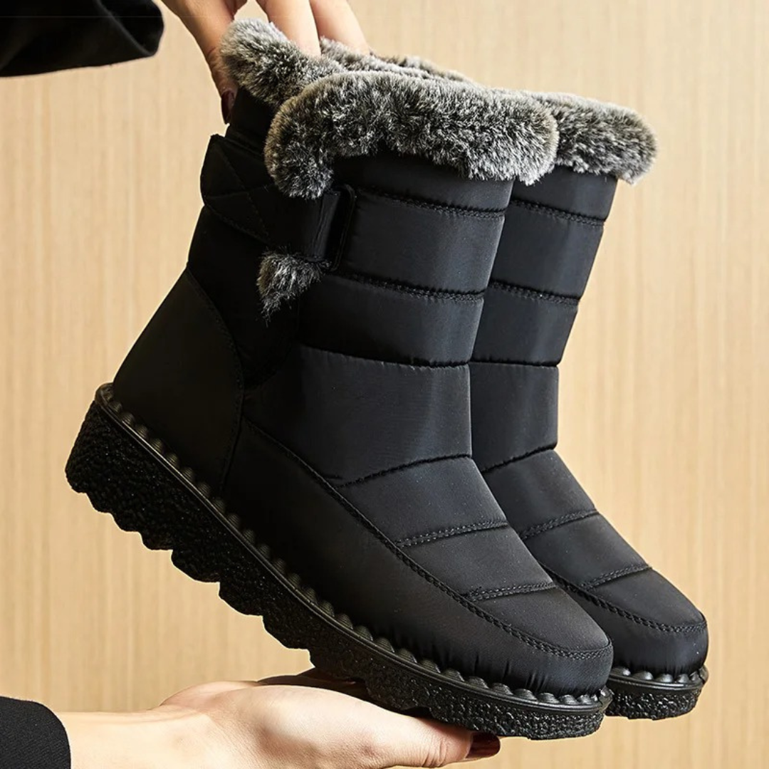 Bottes d’hiver doublées pour femmes, déperlantes, antidérapantes, à haute adhérence, doublure chaude, semelle robuste et confortables | Sansoti