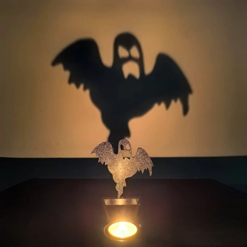 Metal Candle Holder Halloween Skull Design Black 15x8cm Ambient Light Decorative Ornament Gothic Table Decoration | Sansoti