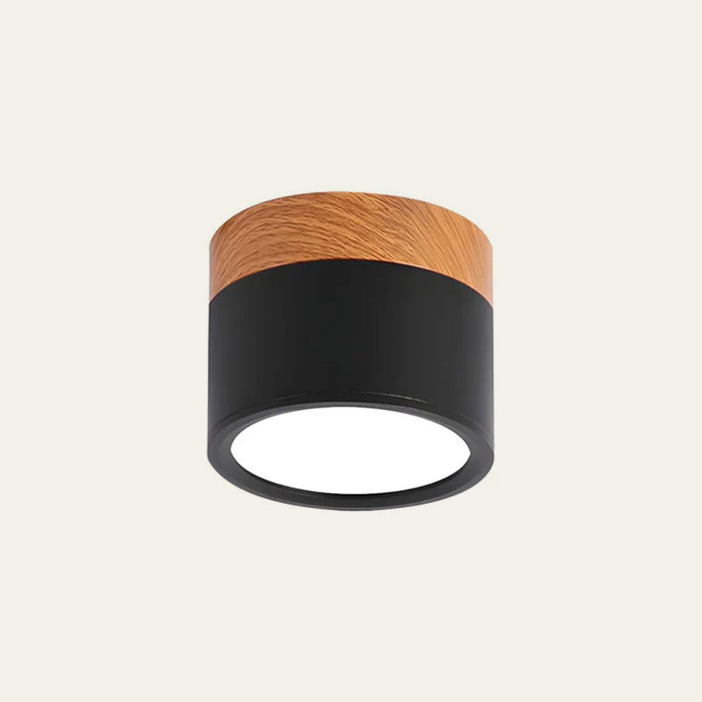 Plafonnier rond moderne en aluminium avec accents en bois et LED, éclairage scandinave pour entrée, salle à manger et salon | Sansoti