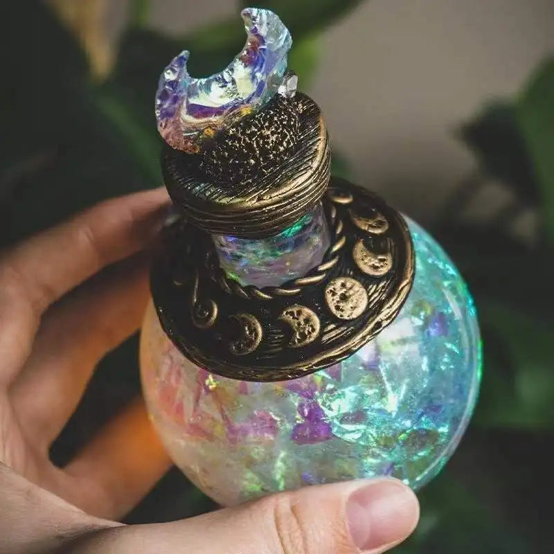 Moonlight Fantasy Bottle Decoration Resin Tabletop Object Mystical Mermaid Glow Collectible Desk Living Room | Sansoti
