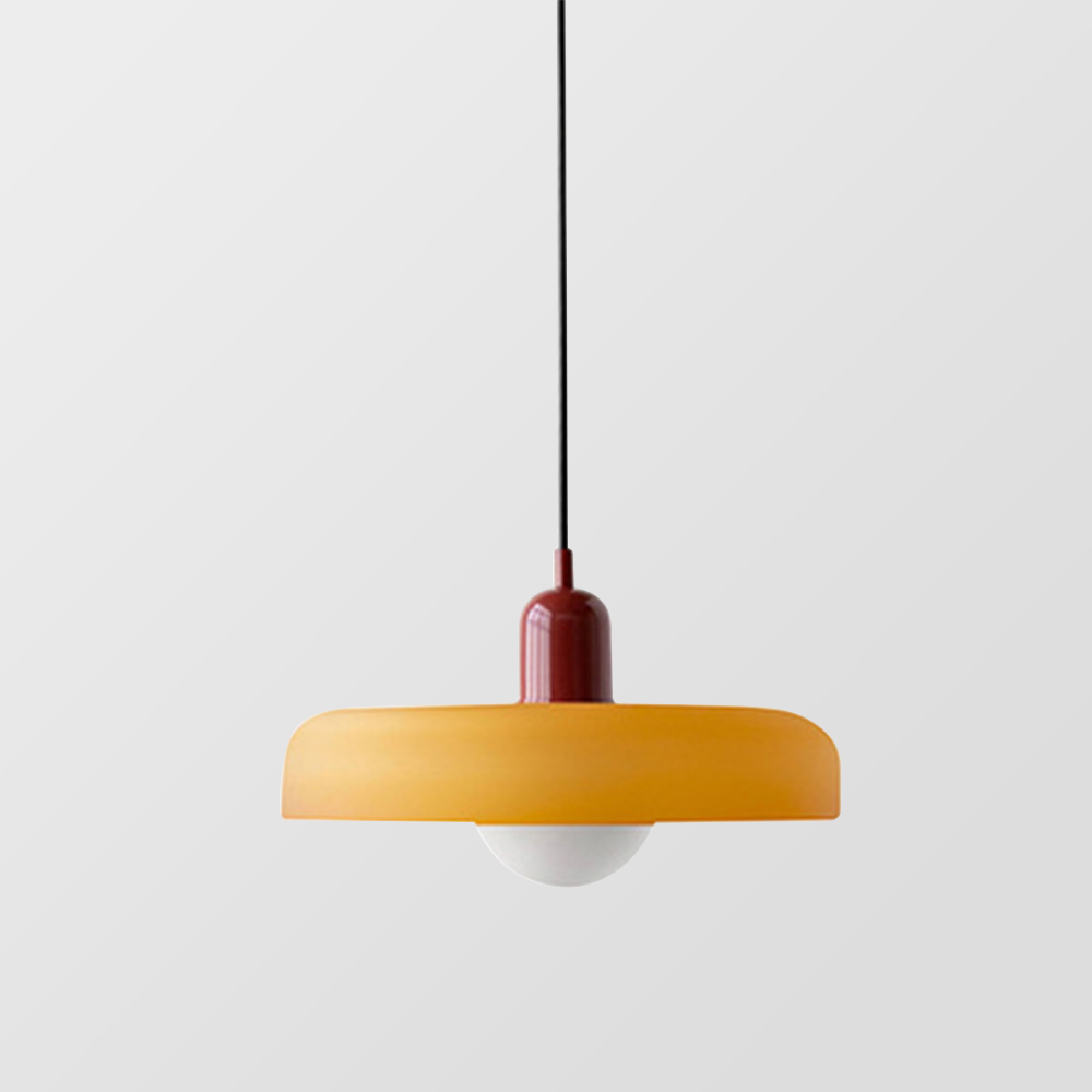 Glas-Hängeleuchte im Bauhausstil aus farbigem Glas, rund, Ø25-35cm, E27, verstellbar, Esstisch-Deckenleuchte im Retro-Design | Sansoti