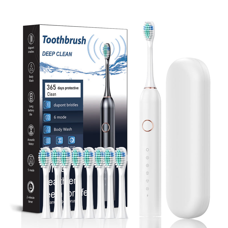 Electric Toothbrush 40,000 Vibrations 6 Brushing Modes IPX7 Water-Resistant Timer Rechargeable White Black Pink | Sansoti