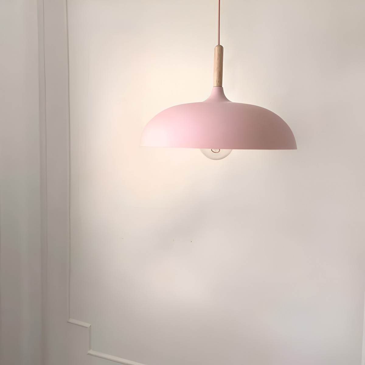 Lámpara colgante de madera y hierro, estilo escandinavo Japandi, redonda, E27, Ø35 Ø60, comedor, cocina | Sansoti