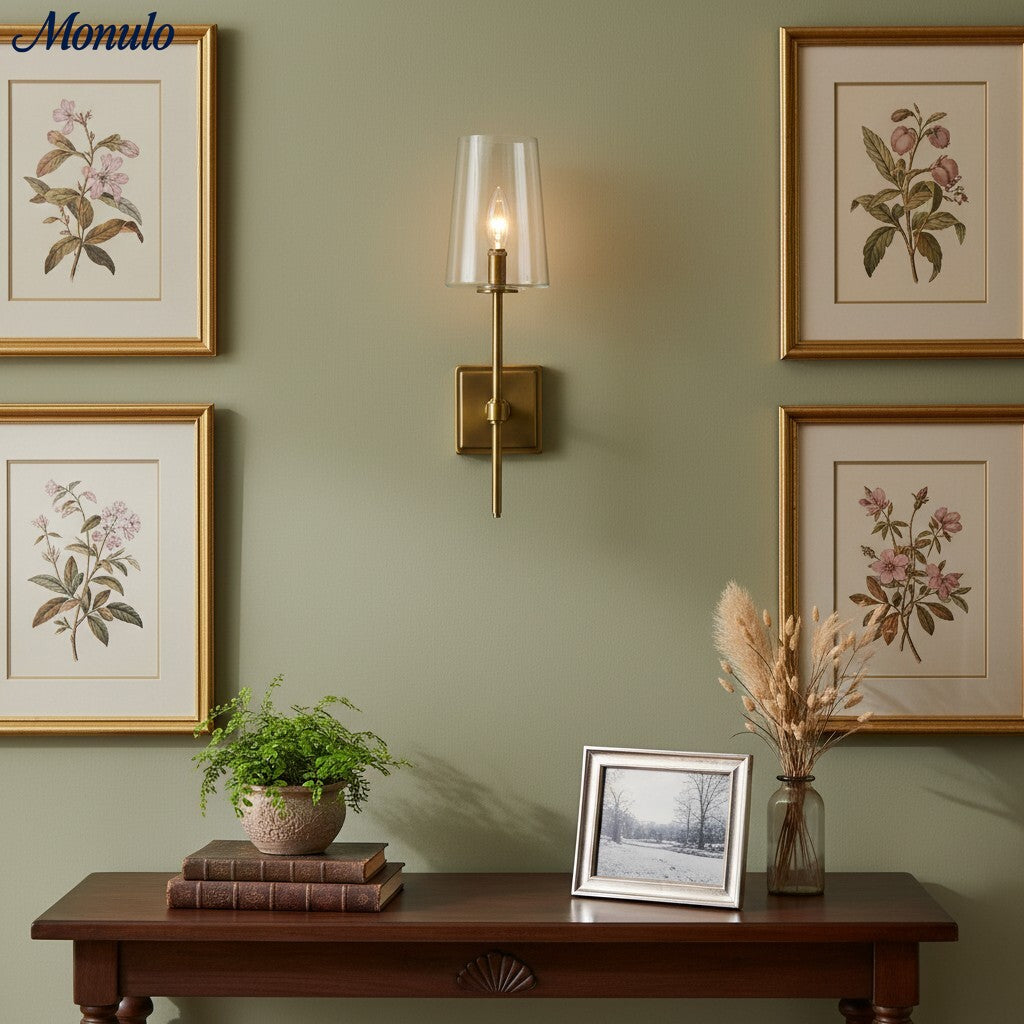 Applique murale en verre transparent – configuration simple à triple – éclairage élégant pour salle de bain | Sansoti