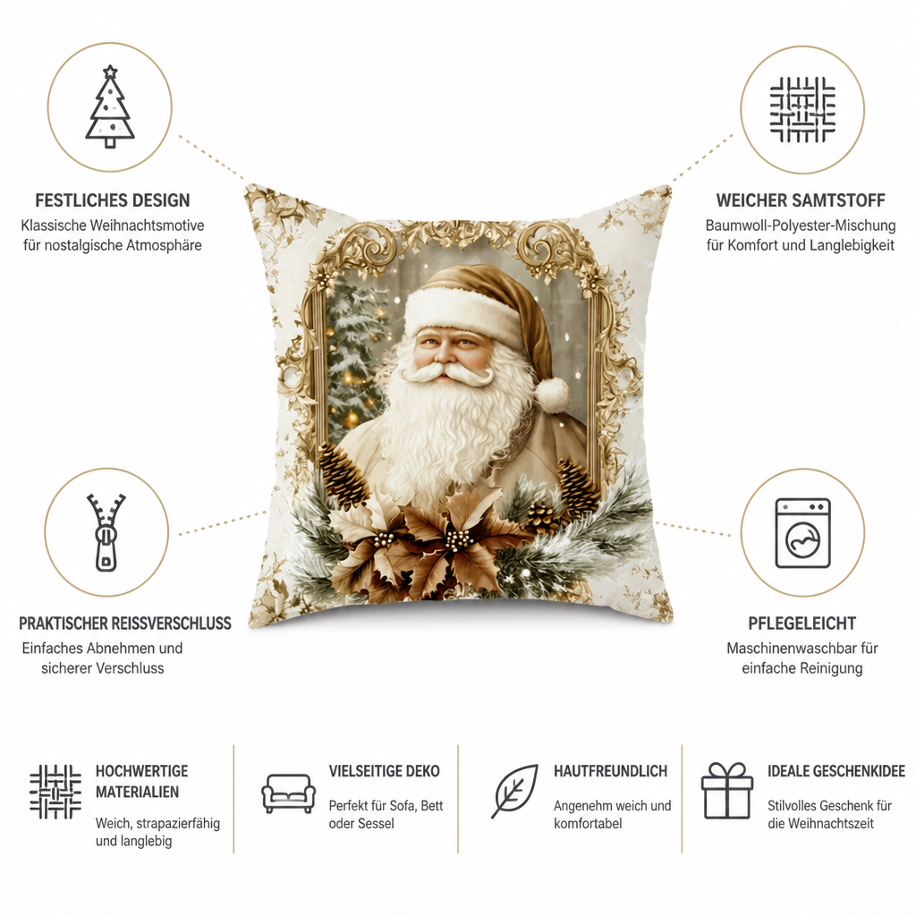 Fluwelen Kussenhoes met Feestmotief 45×45 cm Goud Katoen-Polyester Ritssluiting Vierkant Decoratief Interieur | Sansoti