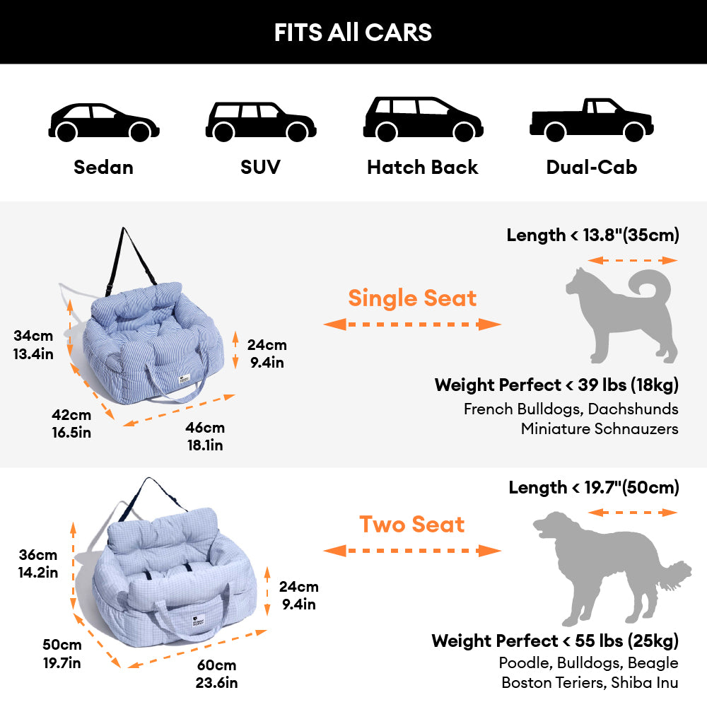 Tragbarer Hundeautositz, komfortables Reisebett mit Polster, sicherer Sitz für kleine Hunde, Katzen und Haustiere | Sansoti