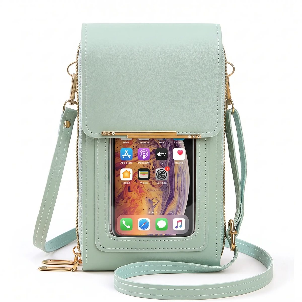 Crossbody-Handytasche mit RFID-Schutz | Wasserdichte Touchscreen-Geldbörse | Verstellbare Umhängetasche für Smartphones bis 6,7 Zoll | Sansoti
