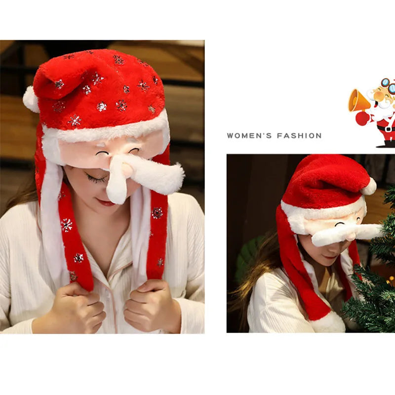 Plüsch-Weihnachtsmütze Rentier Schneemann Weihnachtsmann Festliches Winteraccessoire für Erwachsene Weihnachtsfeier-Dekoration | Sansoti
