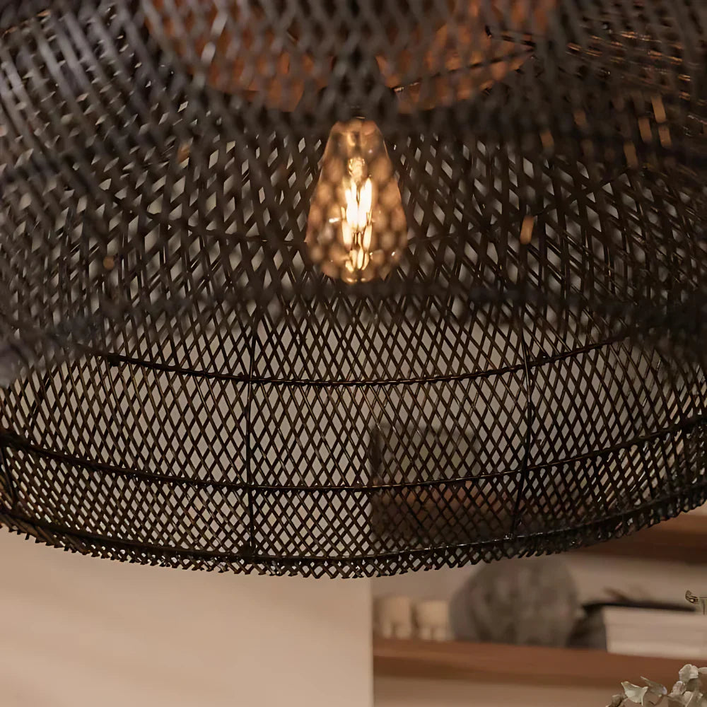 Lampa wisząca z rattanu, boho, naturalna, Ø40 Ø50 Ø60, czarna lub naturalna, LED | Sansoti