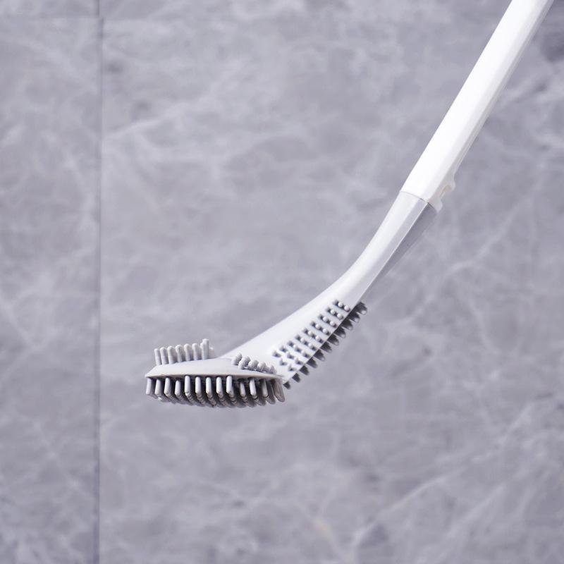 Triangular Toilet Brush with Self-Adhesive Wall Holder TPR Bristles Compact Bathroom WC Cleaning | Sansoti