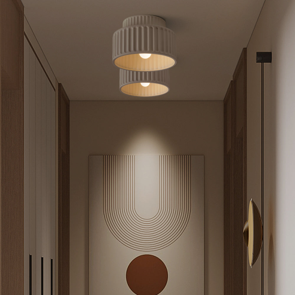 Ceiling Lamp Ribbed Resin E27 White Compact Modern Interior Living Room Kitchen Bedroom Retro Design Ceiling Light | Sansoti