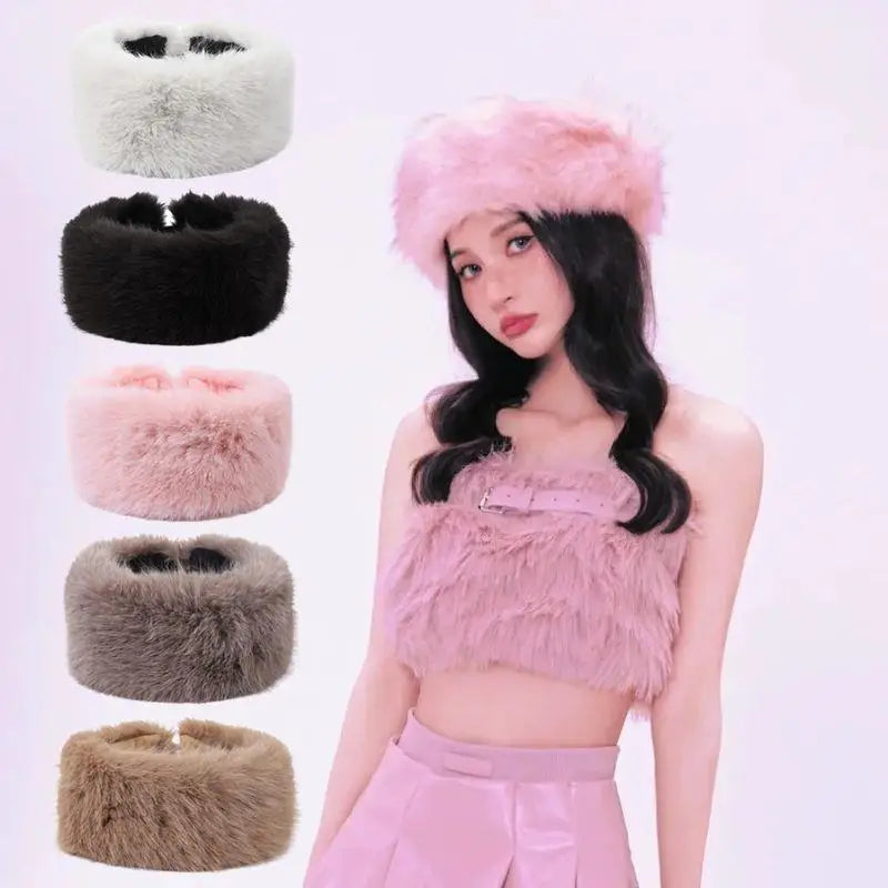 Pluche Hoofdband Dames Kunstbont Winter Oorwarmer Elastisch Zacht Haarband Warm Haar Accessoire Comfortabel | Sansoti