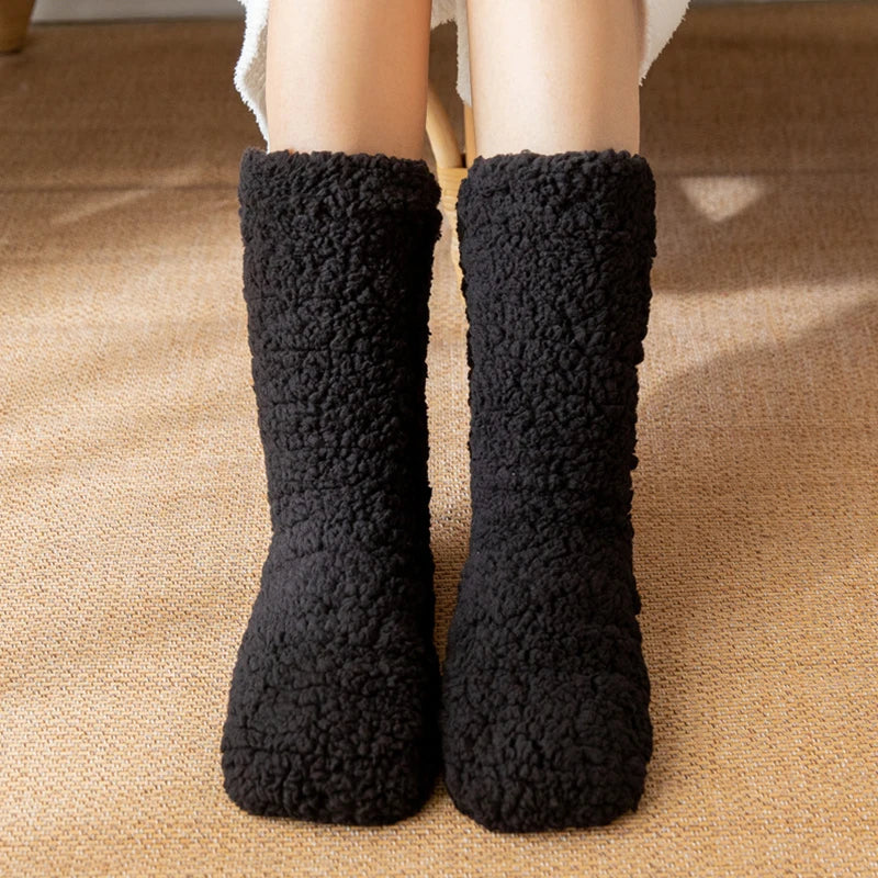 Dikke Pluche Huissokken voor Winterwarmte Thuiscomfort Fleece Binnensokken Zachte Thermo Antislip Vloer | Sansoti