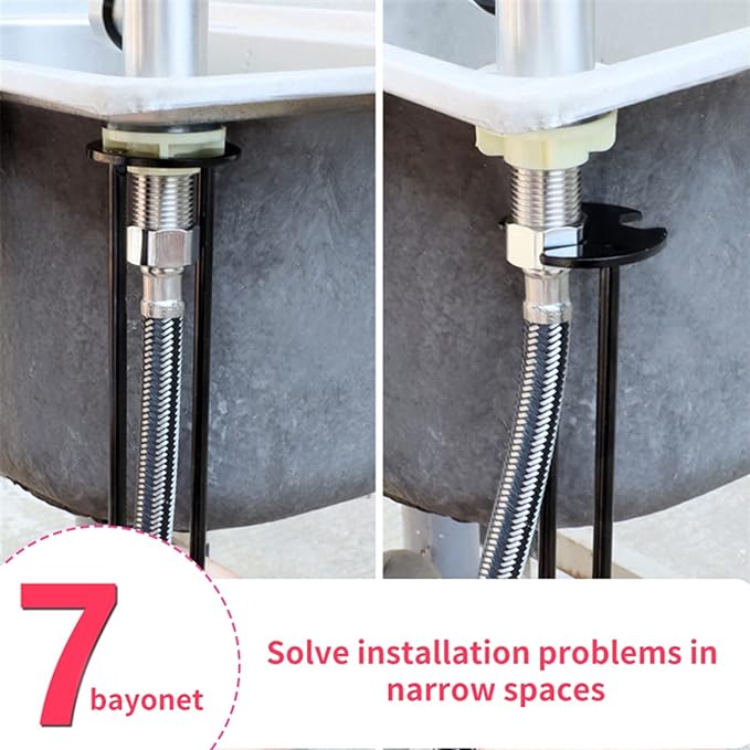 Clé à molette multifonction pour endroits difficiles d'accès | Outil extra long pour robinets et douches | Outil de plomberie pivotant à 360° | Installation de robinet de cuisine et salle de bain | Sansoti