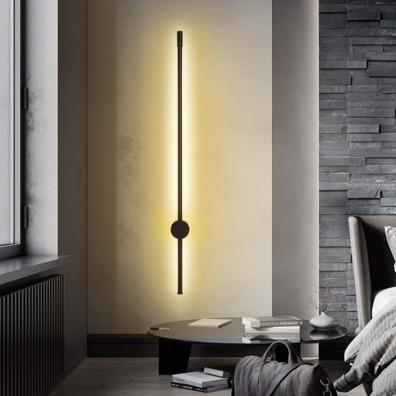 Minimalistische Metall-Wandleuchte mit linearem Design für Wohnzimmer, Schlafzimmer, Esszimmer und Leseecke als stimmungsvolle Beleuchtung | Sansoti