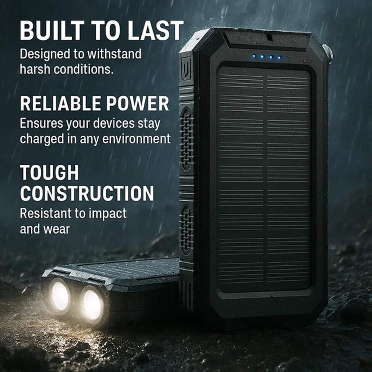 Zonnepaneel Powerbank Met 500.000mAh Capaciteit, Dubbele USB Poorten En Waterdichte Behuizing Voor Outdoor En Noodstroom | Sansoti
