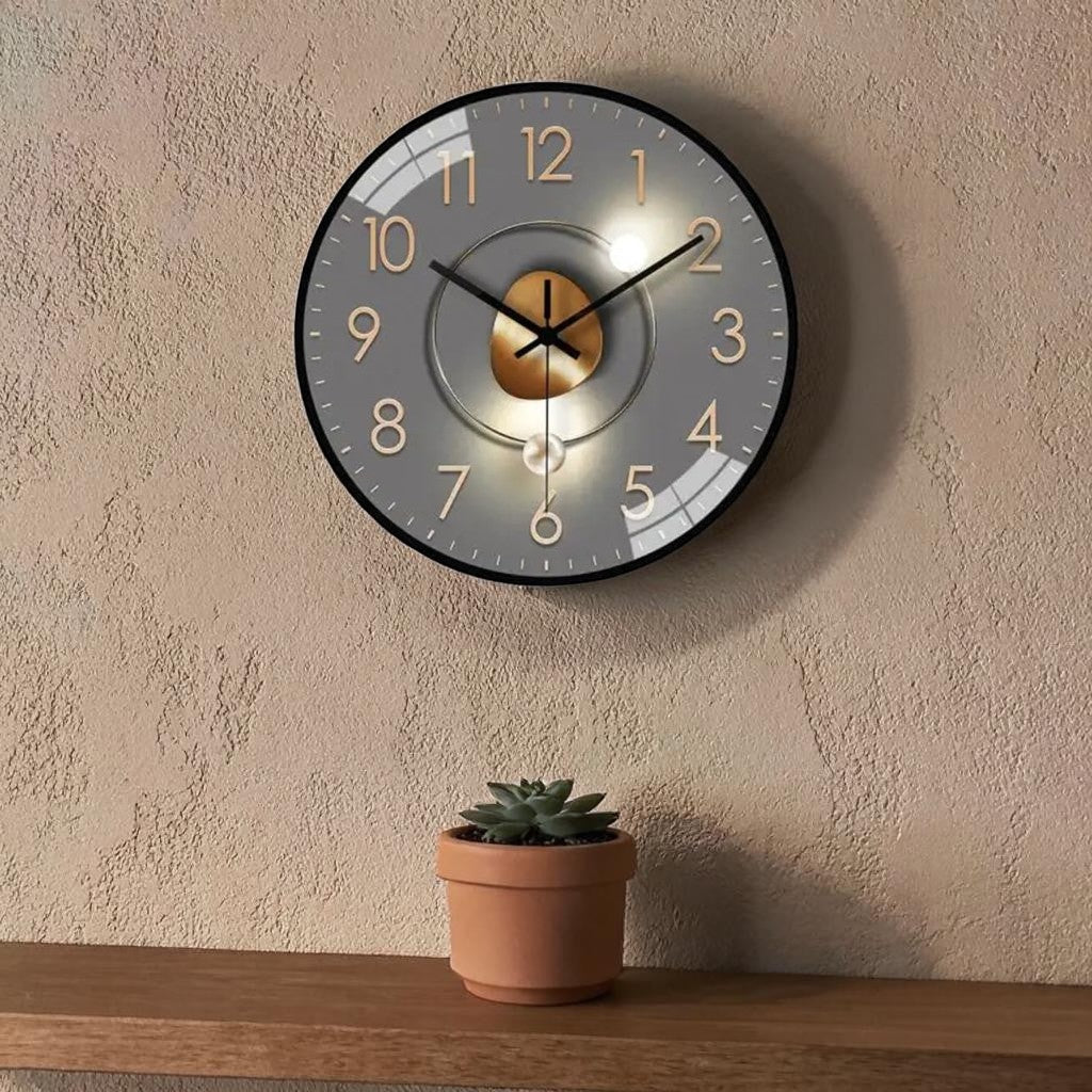 Silent Quartz Wall Clock 20cm Plastic Glass Metal Hands Analog Bedroom Living Room Office Study No Tick-Tock Sound AA Battery | Sansoti