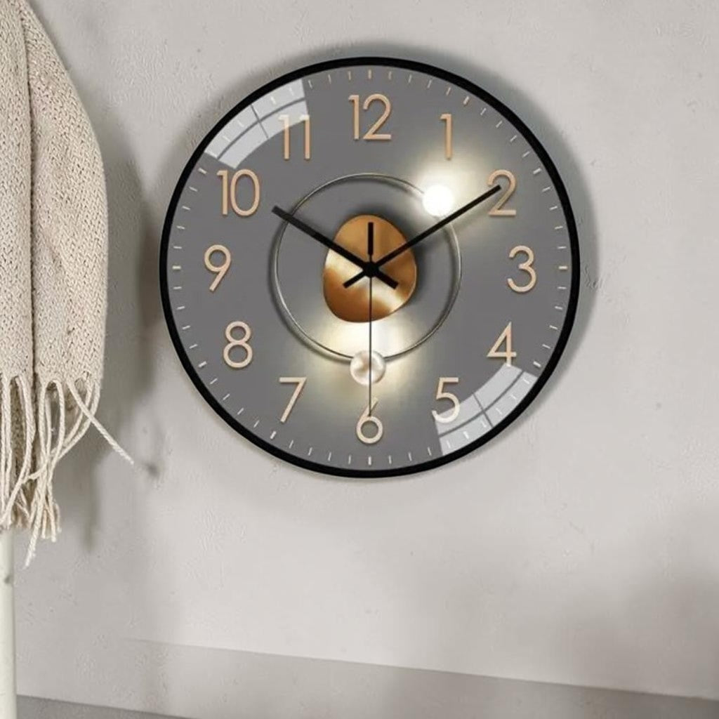 Silent Quartz Wall Clock 20cm Plastic Glass Metal Hands Analog Bedroom Living Room Office Study No Tick-Tock Sound AA Battery | Sansoti