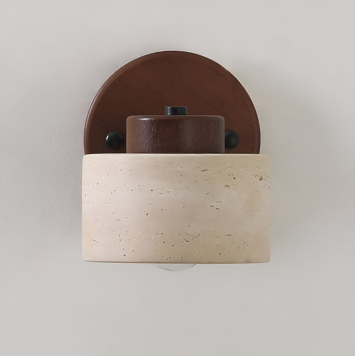 Wall Lamp Travertine Stone LED E27 3000K Japandi Compact Round | Sansoti