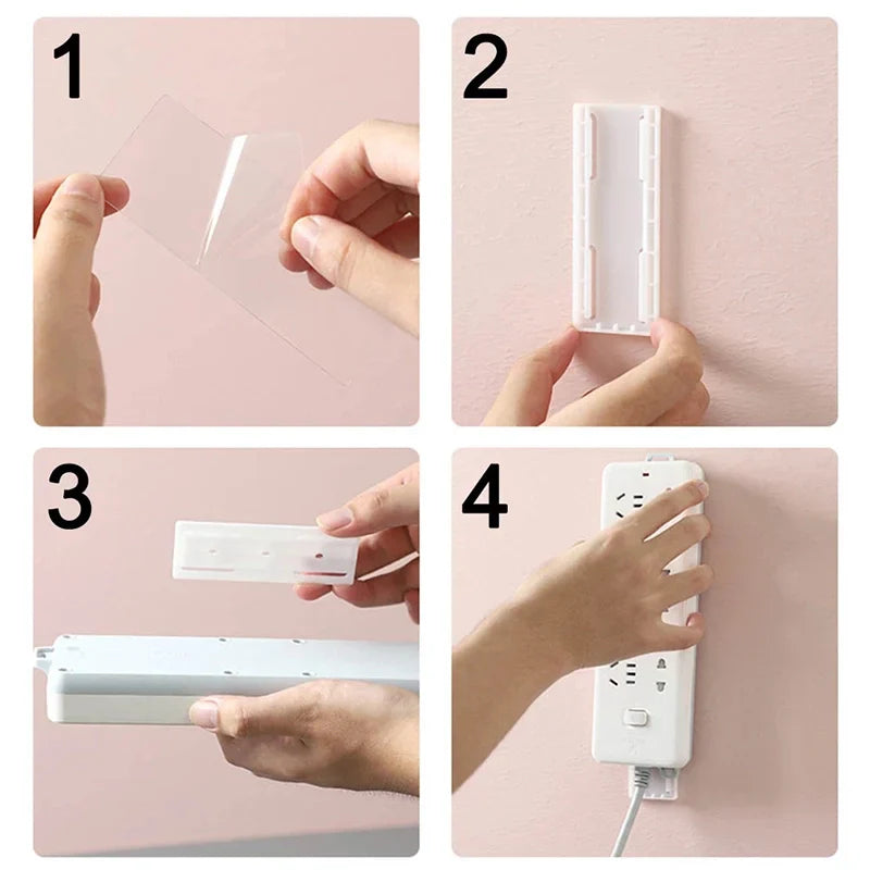 Self-Adhesive Plug Holder Set – Wall Mount for Cable Management and Organization | 10 Pieces | Sansoti