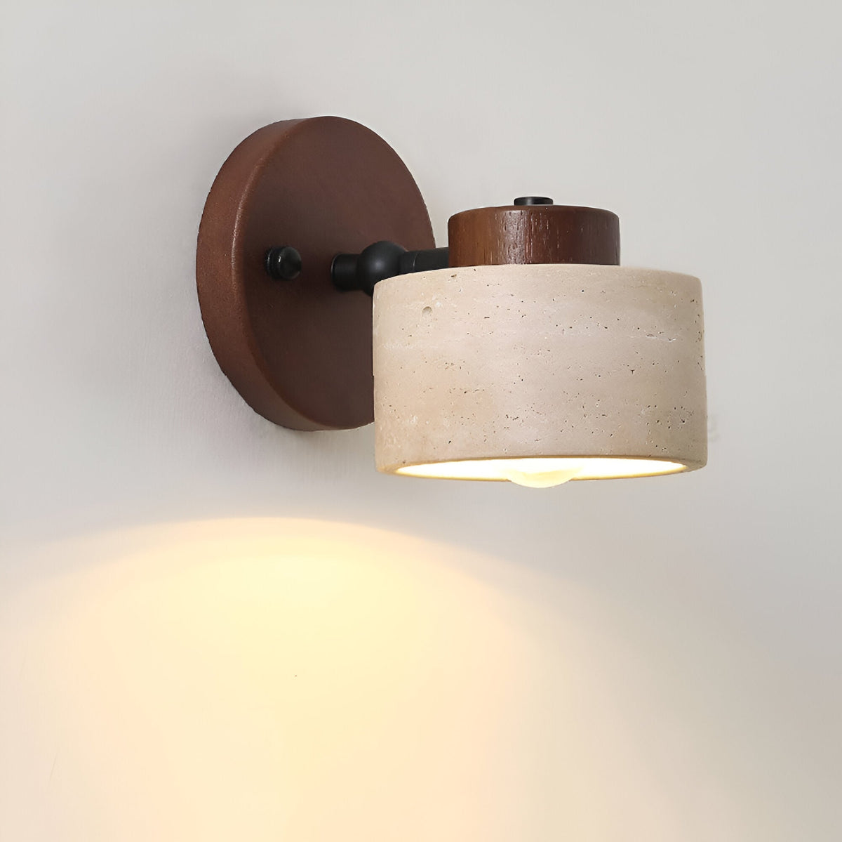 Wall Lamp Travertine Stone LED E27 3000K Japandi Compact Round | Sansoti