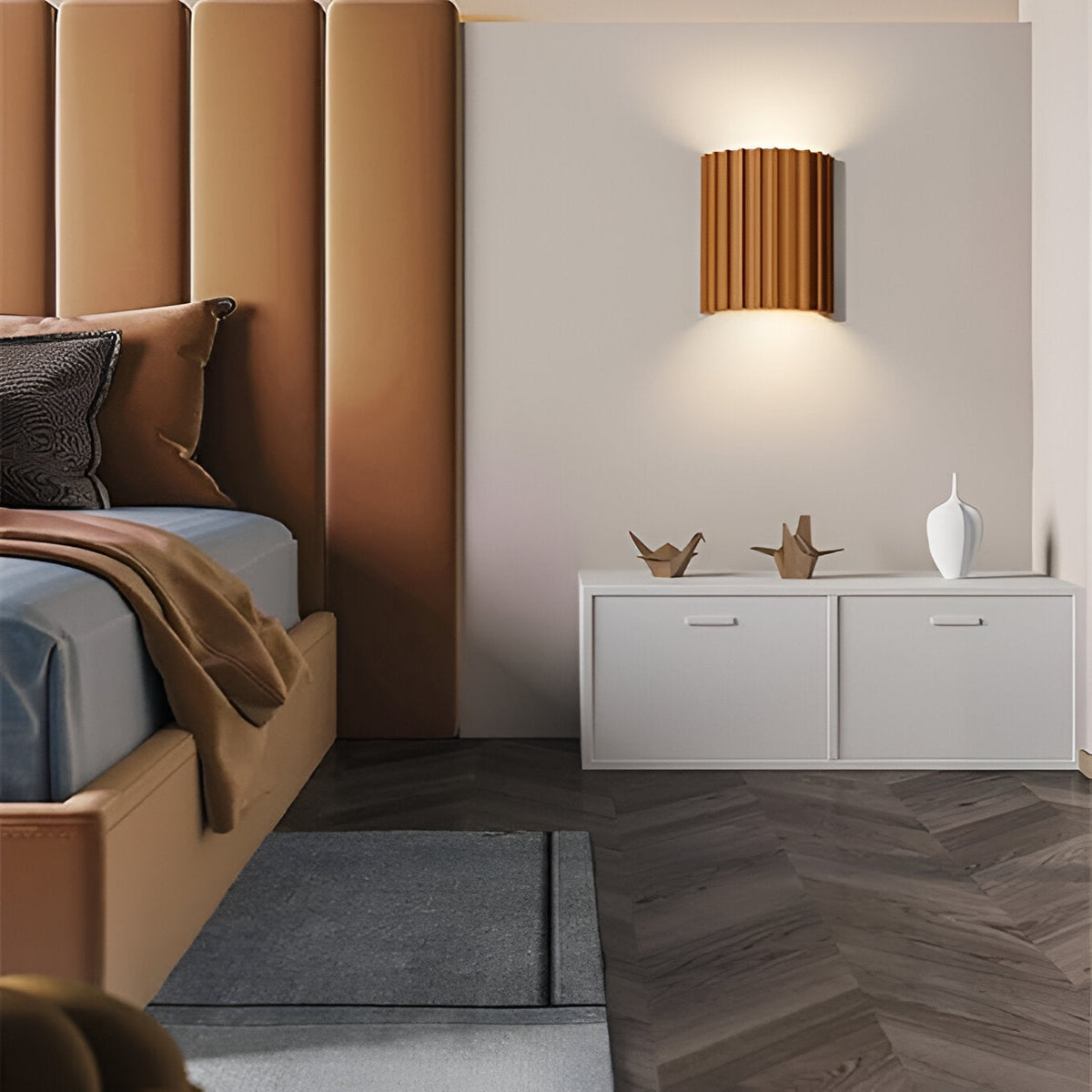 Aplique de pared de resina con forma escultórica ondulada, estilo nórdico, blanco, verde, gris, dormitorio, recibidor | Sansoti