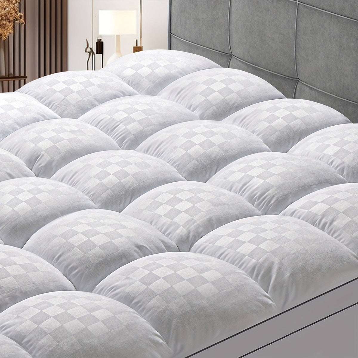 Protège-matelas matelassé extra épais - Respirant et doux Surmatelas à motif diamant pour un confort de sommeil optimal | Sansoti
