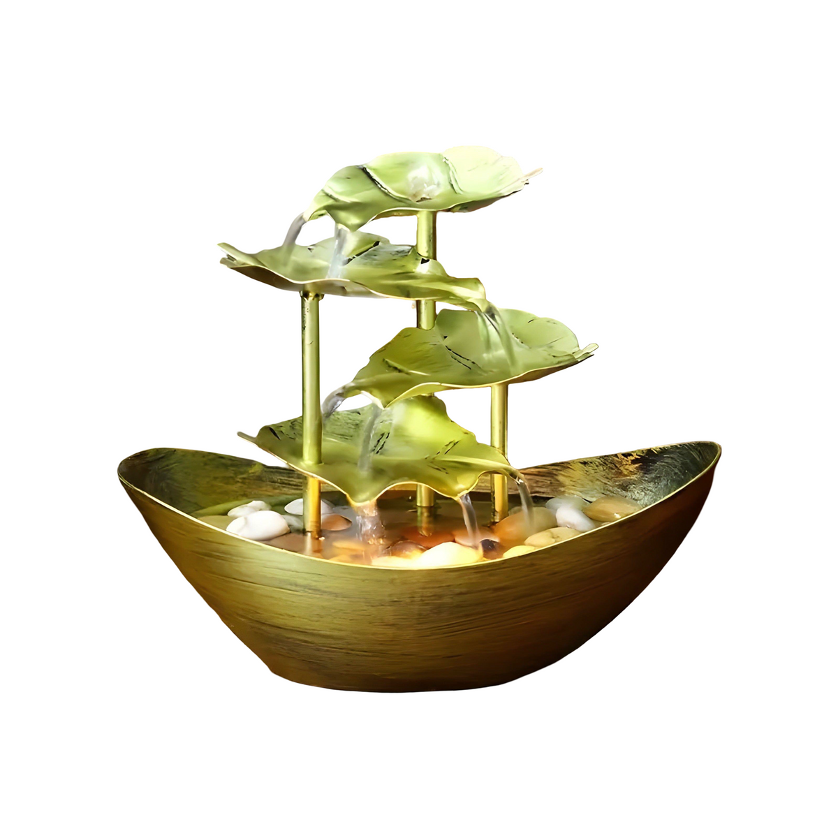 Table Fountain LED Lighting Metal Vintage Iron Plate Desk Living Room Bedroom Water Ornament Zen Atmosphere | Sansoti