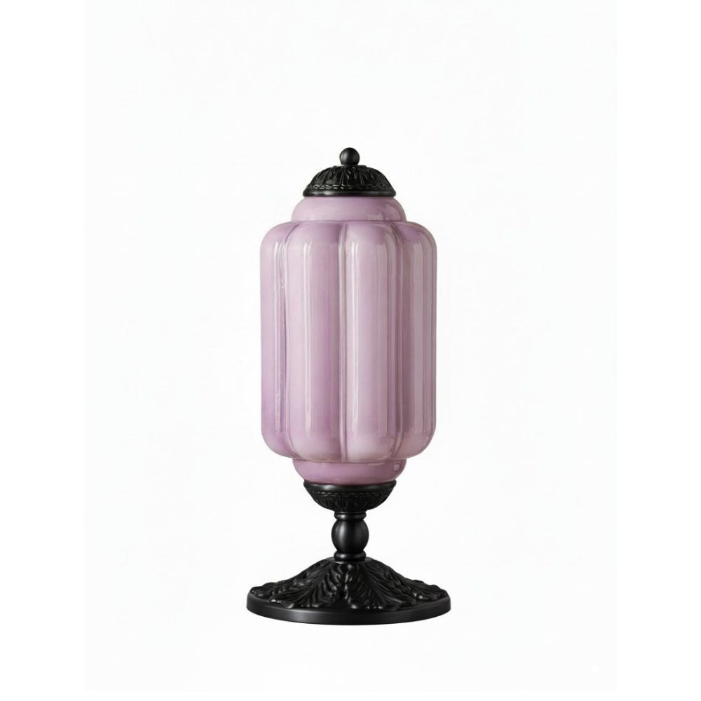 Lampe de table en verre avec design festonné style vintage chambre salon éclairage d’accent noir laiton verre mat | Sansoti
