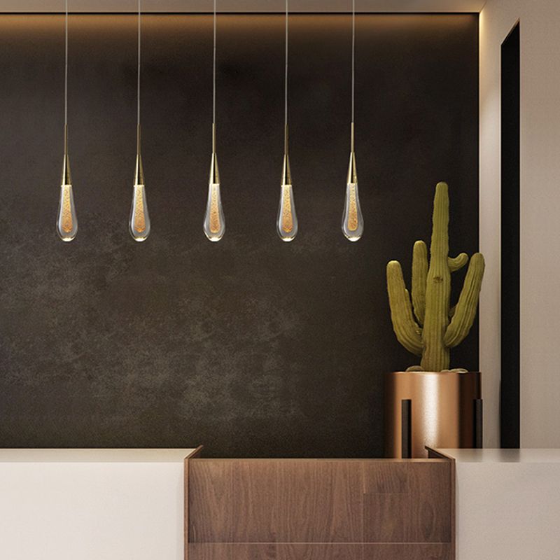 Crystal Pendant Lamp, Gold-Colored, Modern Design, 1-3-5 Lights, Dining Room, Living Room, Decorative, Atmospheric, Elegant | Sansoti