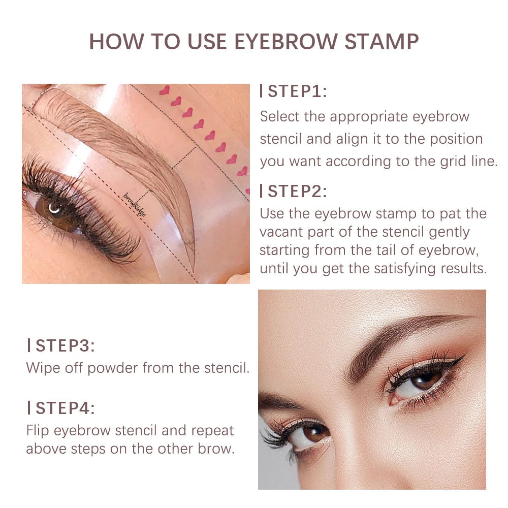 Augenbrauen-Stempel-Styling-Set für perfekte Brauen mit Schablonen und Puder, natürlicher Look, tägliche Anwendung | Sansoti