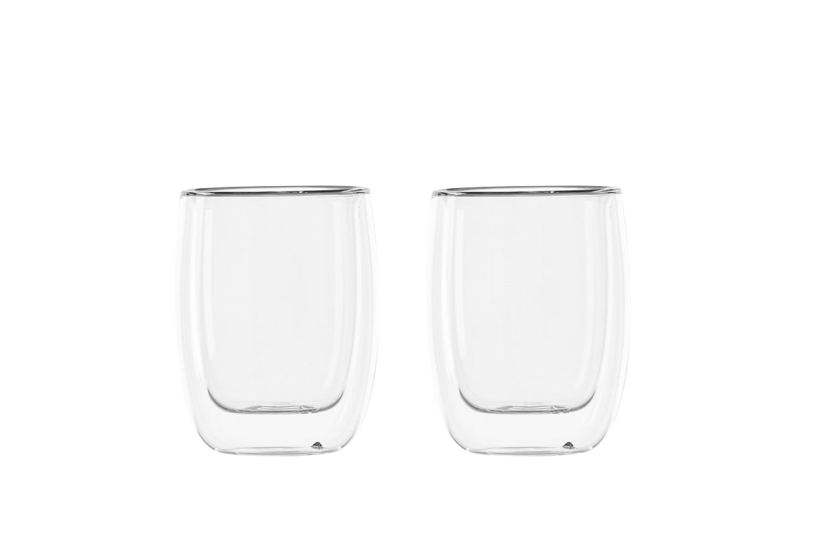 Kaffeetassen Glas Transparent 2 Stück Modern Hitzebeständig Ø7 Ø8 | Sansoti