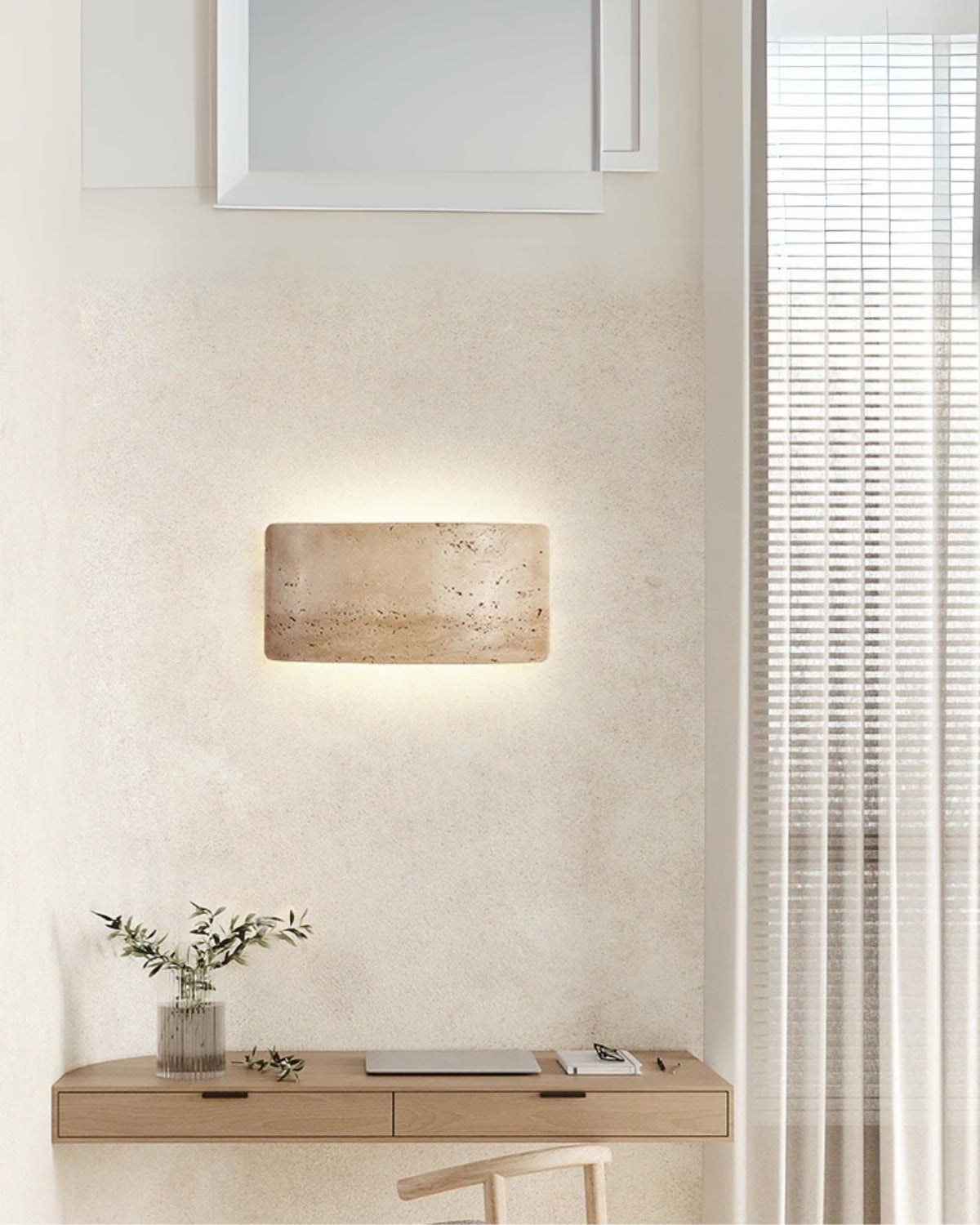Travertine Wall Lamp Modern Design with Warm LED Light for Indoor and Outdoor 12x25cm Waterproof | Sansoti