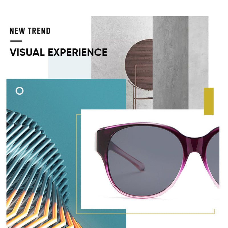 Aufsteck-Sonnenbrille polarisiert UV400 Cat-Eye Damen Herren universell über Brille tragbar Kunststoff klare Linse | Sansoti