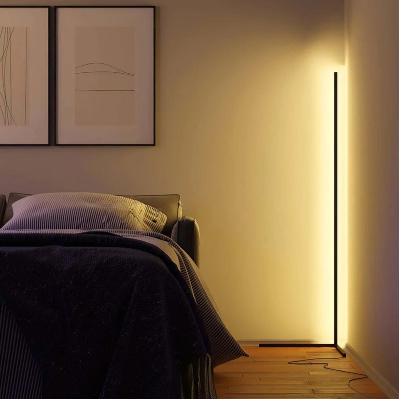 Floor Lamp LED Dimmable Remote Control 142cm Aluminum Minimalist Living Room Bedroom | Sansoti