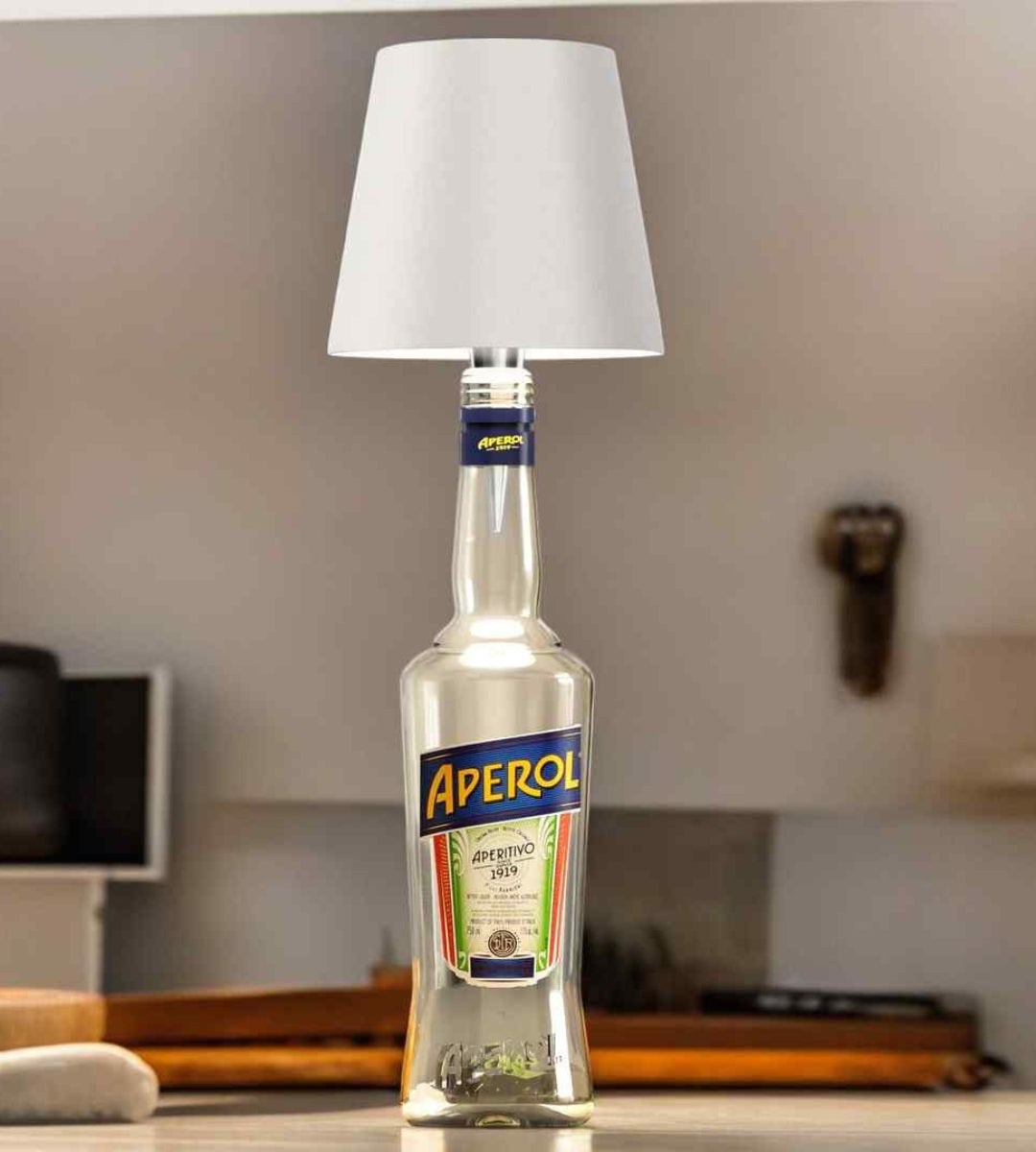Lámpara para botella LED recargable de aluminio, lámpara de mesa para botella de vino, luz cálida | Sansoti