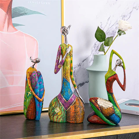 Abstract Female Figure Handmade Resin Colorful Modern Art Sculpture Living Room Gift | Sansoti