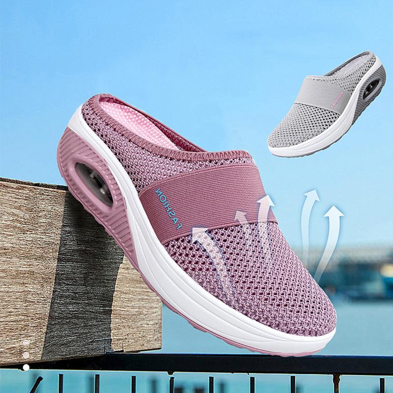 Orthopedic Slippers with Air Cushion Ergonomic Slip-on Shoes Diabetes Feet Breathable Mesh Extra Soft Foot Support Non-Slip Sole Women Men Indoor Outdoor Comfort Shoes | Sansoti