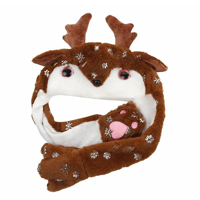 Plüsch-Weihnachtsmütze Rentier Schneemann Weihnachtsmann Festliches Winteraccessoire für Erwachsene Weihnachtsfeier-Dekoration | Sansoti